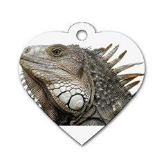 Iguana Portrait Profile Close Up Dog Tag Heart (one Side) by Wegoenart