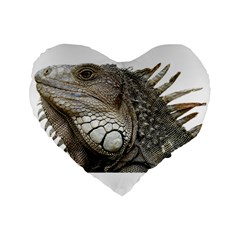 Iguana Portrait Profile Close Up Standard 16  Premium Flano Heart Shape Cushions by Wegoenart