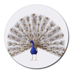 Peacock Colorful Bird Feather Blue Round Mousepads