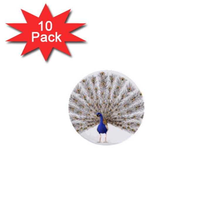 Peacock Colorful Bird Feather Blue 1  Mini Buttons (10 pack) 