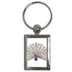 Peacock Colorful Bird Feather Blue Key Chains (Rectangle) 