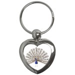 Peacock Colorful Bird Feather Blue Key Chains (Heart)  Front