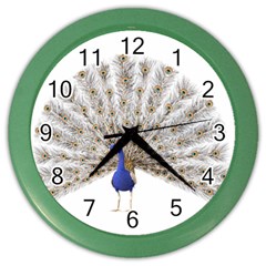 Peacock Colorful Bird Feather Blue Color Wall Clock