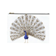 Peacock Colorful Bird Feather Blue Cosmetic Bag (Large)