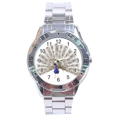 Peacock Colorful Bird Feather Blue Stainless Steel Analogue Watch