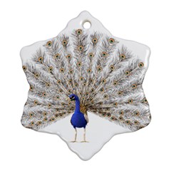 Peacock Colorful Bird Feather Blue Snowflake Ornament (Two Sides)