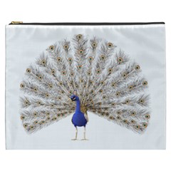 Peacock Colorful Bird Feather Blue Cosmetic Bag (XXXL)