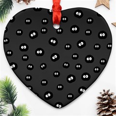 Totoro - Soot Sprites Pattern Heart Ornament (two Sides) by Valentinaart