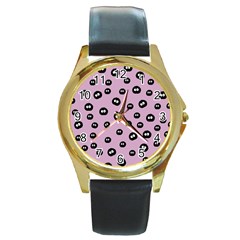 Totoro - Soot Sprites Pattern Round Gold Metal Watch