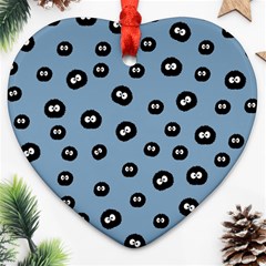 Totoro - Soot Sprites Pattern Heart Ornament (two Sides) by Valentinaart