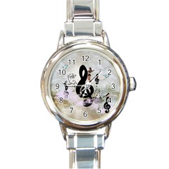 Dancing On A Clef Round Italian Charm Watch by FantasyWorld7