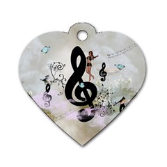 Dancing On A Clef Dog Tag Heart (One Side)