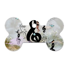 Dancing On A Clef Dog Tag Bone (One Side)