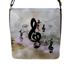 Dancing On A Clef Flap Closure Messenger Bag (l) by FantasyWorld7