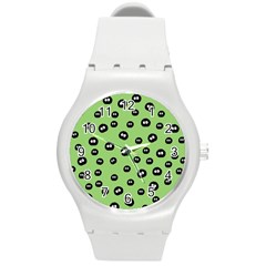 Totoro - Soot Sprites Pattern Round Plastic Sport Watch (m) by Valentinaart