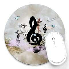 Dancing On A Clef Round Mousepads