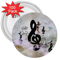 Dancing On A Clef 3  Buttons (100 pack) 