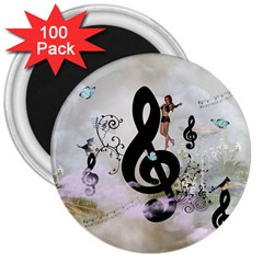 Dancing On A Clef 3  Magnets (100 pack)