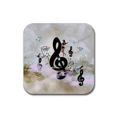 Dancing On A Clef Rubber Coaster (Square) 