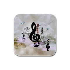 Dancing On A Clef Rubber Square Coaster (4 pack) 