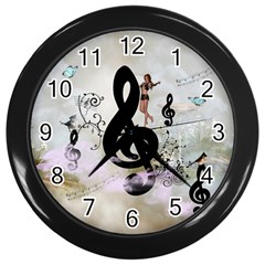 Dancing On A Clef Wall Clock (Black)