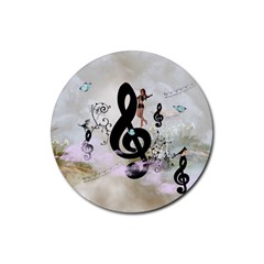 Dancing On A Clef Rubber Coaster (round)  by FantasyWorld7