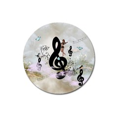 Dancing On A Clef Magnet 3  (Round)