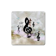 Dancing On A Clef Square Magnet