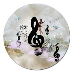 Dancing On A Clef Magnet 5  (Round)