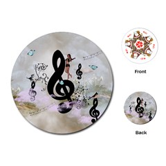 Dancing On A Clef Playing Cards (Round)