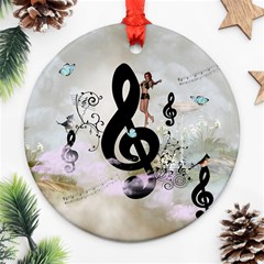 Dancing On A Clef Round Ornament (Two Sides)