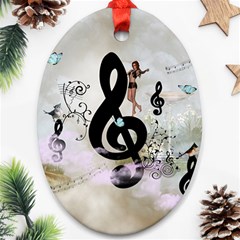 Dancing On A Clef Oval Ornament (Two Sides)