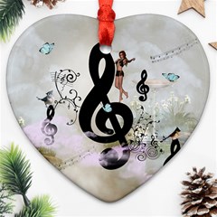 Dancing On A Clef Heart Ornament (Two Sides)