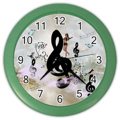 Dancing On A Clef Color Wall Clock