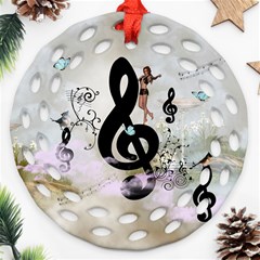 Dancing On A Clef Round Filigree Ornament (Two Sides)