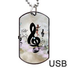 Dancing On A Clef Dog Tag USB Flash (One Side)