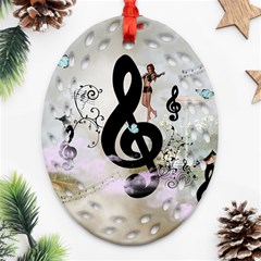 Dancing On A Clef Oval Filigree Ornament (Two Sides)