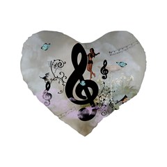 Dancing On A Clef Standard 16  Premium Heart Shape Cushions