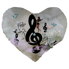 Dancing On A Clef Large 19  Premium Heart Shape Cushions