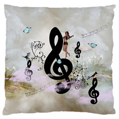 Dancing On A Clef Large Flano Cushion Case (One Side)