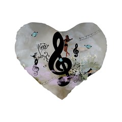 Dancing On A Clef Standard 16  Premium Flano Heart Shape Cushions