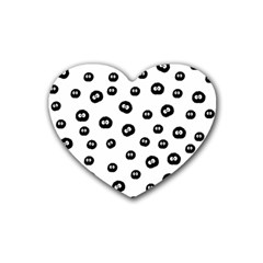 Totoro - Soot Sprites Pattern Rubber Coaster (heart)  by Valentinaart