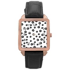 Totoro - Soot Sprites Pattern Rose Gold Leather Watch  by Valentinaart