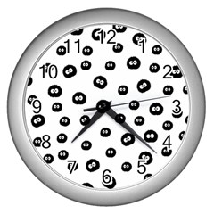 Totoro - Soot Sprites Pattern Wall Clock (silver) by Valentinaart