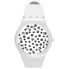 Totoro - Soot Sprites Pattern Round Plastic Sport Watch (m) by Valentinaart