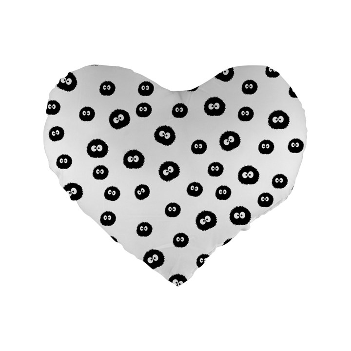 Totoro - Soot Sprites Pattern Standard 16  Premium Flano Heart Shape Cushions