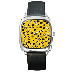 Totoro - Soot Sprites Pattern Square Metal Watch by Valentinaart