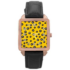 Totoro - Soot Sprites Pattern Rose Gold Leather Watch  by Valentinaart