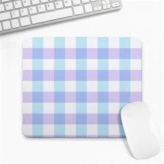 Gingham Duo Aqua On Lavender Large Mousepads by retrotoomoderndesigns