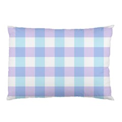 Gingham Duo Aqua On Lavender Pillow Case by retrotoomoderndesigns